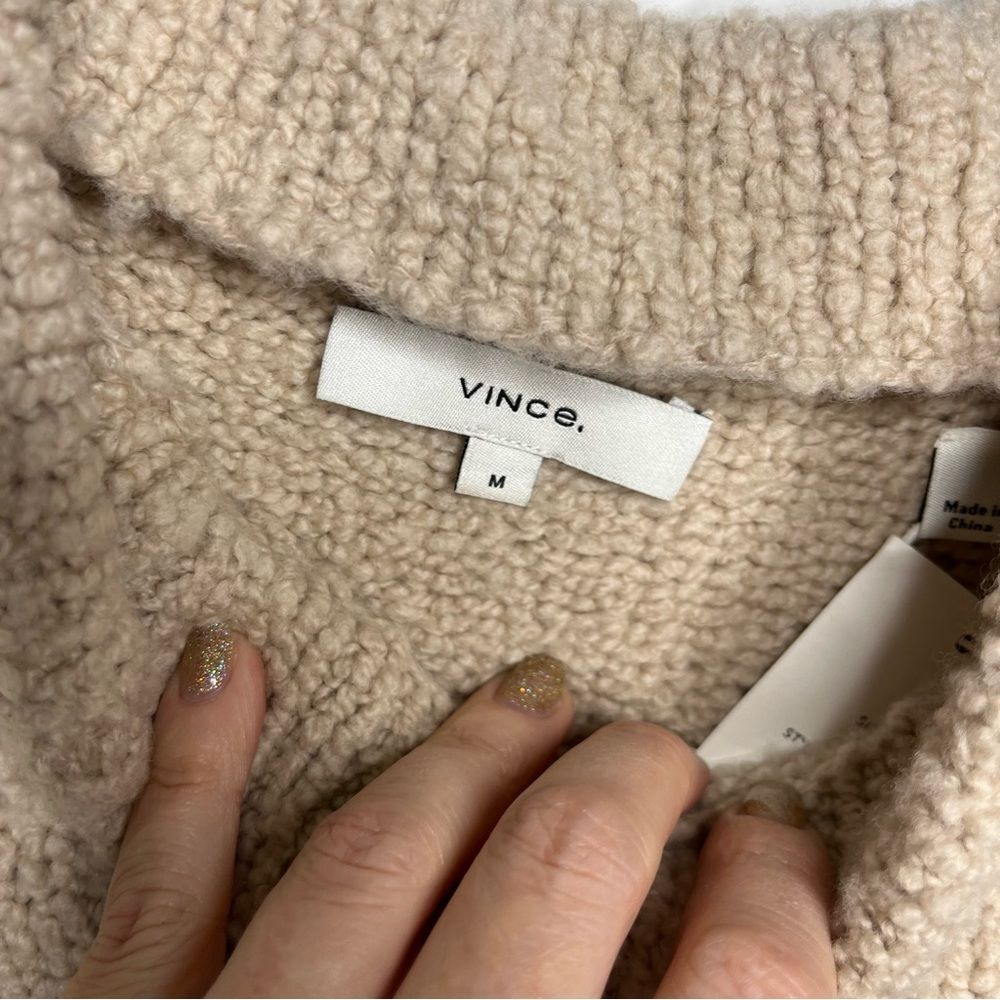 Vince Funnel Neck Chunky Wool Blend Sweater In Burlap M - Picture 6 of 9